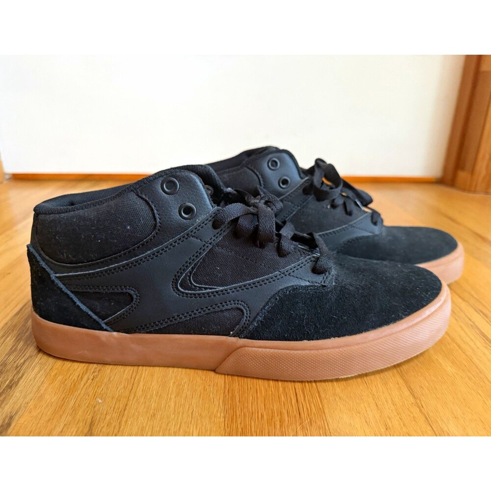 DC Shoes Kalis Vulc Mid Black Skateboarding Shoes Gum Sole Men’s US 12